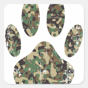Sticker Carré Empreinte de patte de chien Camo en détresse