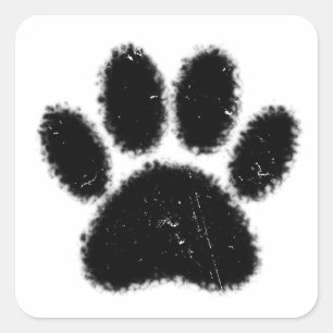 Sticker Carré Empreinte de patte De Chien Rough Et Distressed