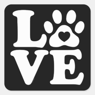 Sticker Carré Empreinte de patte Love Dogs