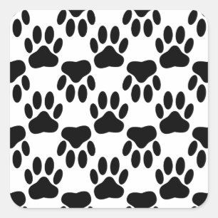 Sticker Carré Empreintes de pattes de chiens haut et bas