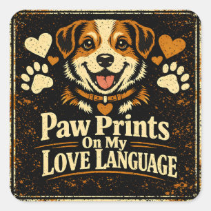 Sticker Carré Empreintes de Pattes sur Mon Cœur – Amour de Compa