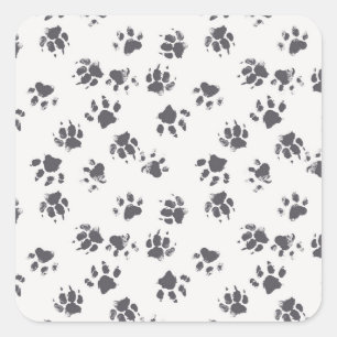 Sticker Carré Empreintes Paw : Chien Monochrome Sans Seamless.