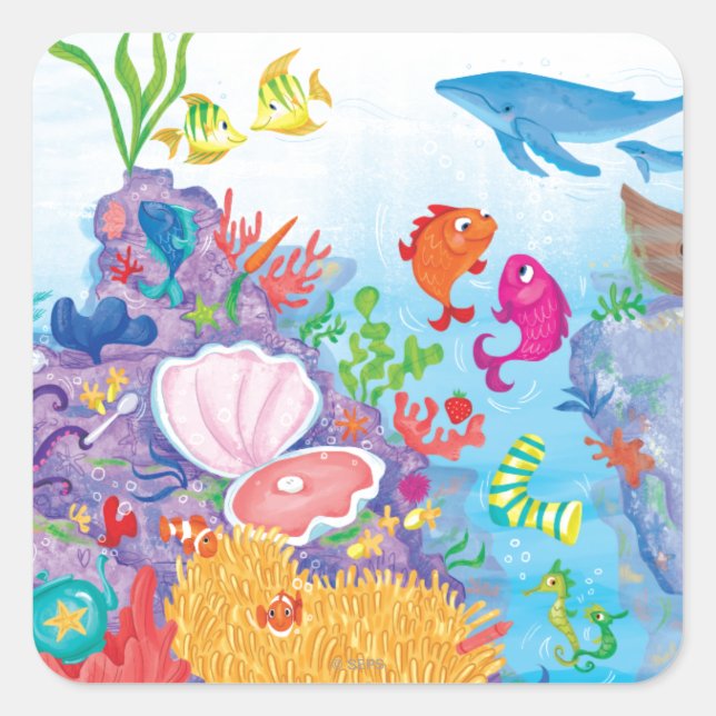 Sticker Carré En Bas Dans L'Océan (Devant)