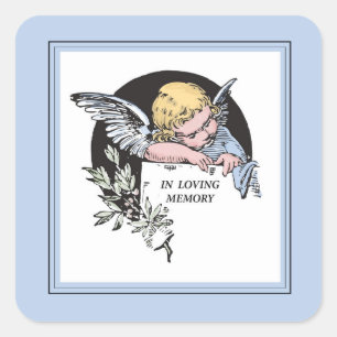 Sticker Carré En mémoire d'amour Angel Vintage, souvenir sur Blu