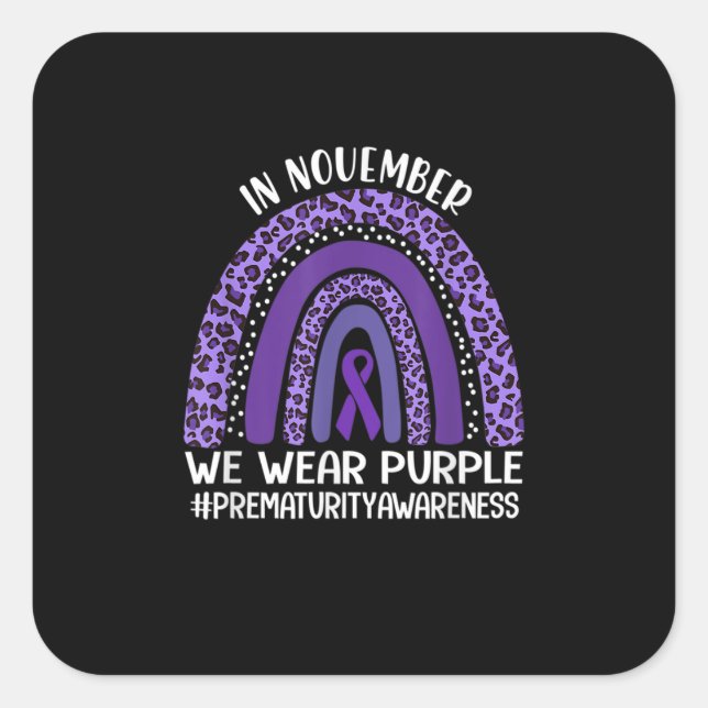 Sticker Carré En Novembre Nous Portons Violet Prématurité Sensib (Devant)