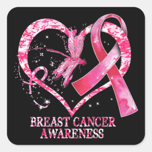 Sticker Carré En Octobre Nous Portons Pink Breast Cancer Sensibi