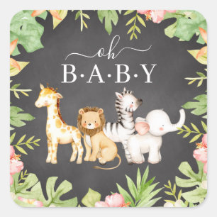Sticker Carré en plaque de 7 po de Baby shower de 
