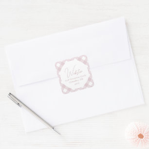 Sticker Carré En vichy rose mignon simple adresse de retour de b