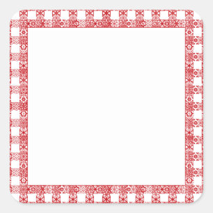 Sticker Carré en vichy rouge blanc blanc grilles en dentelle vin