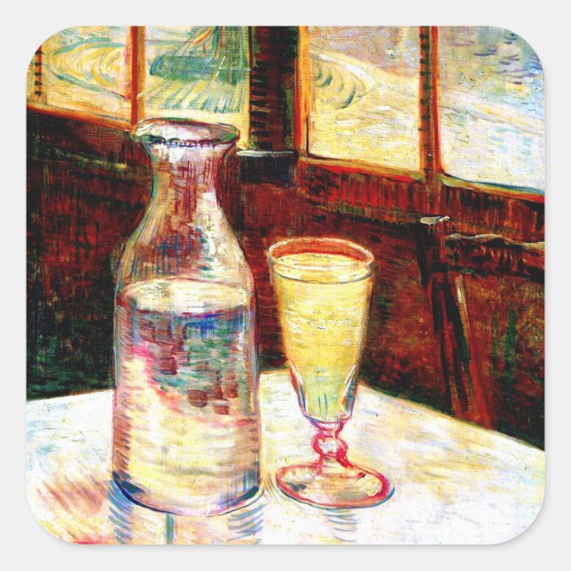 Sticker Carré Encore la vie Absinthe Van Gogh Art (Devant)