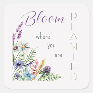 Sticker Carré Encourageant La Fleur Où Vous Êtes Planté Fleur sa