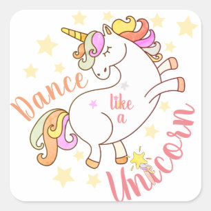 Sticker Carré Encouragement de licorne mignonne