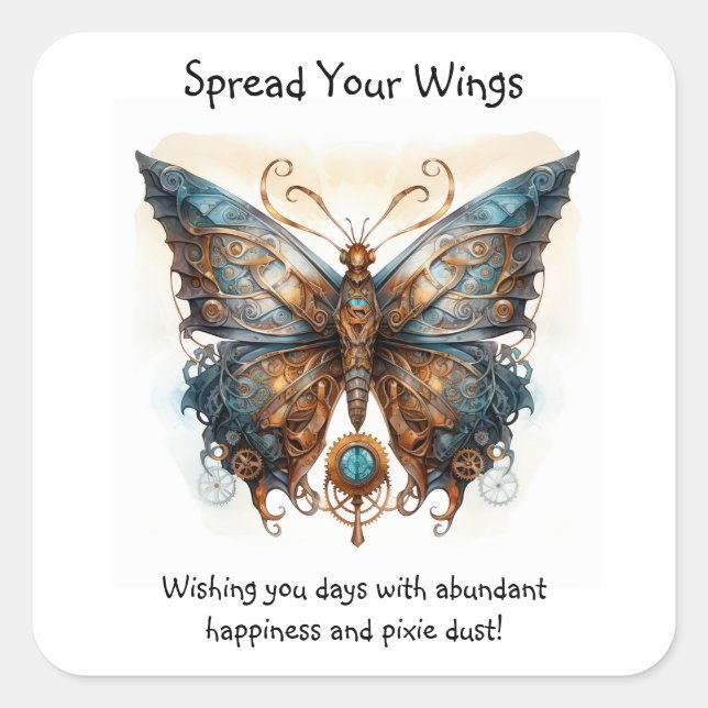 Sticker Carré Encouragement des papillons (Devant)