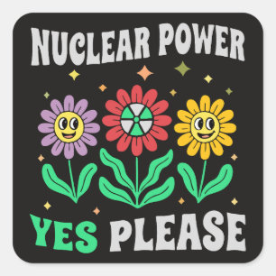 Sticker Carré Énergie nucléaire oui s'il vous plaît fleurs souri