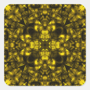 Sticker Carré Énergie sacrée dorée Art fractal