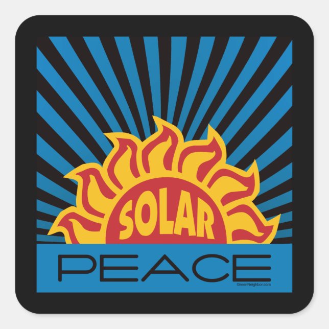 Sticker Carré Énergie solaire Environnement de paix dans le mond (Devant)