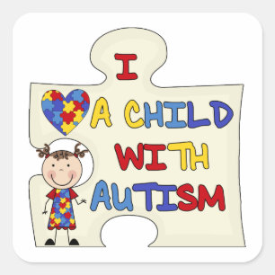 Sticker Carré Enfant avec l'autisme Brunette fille 2