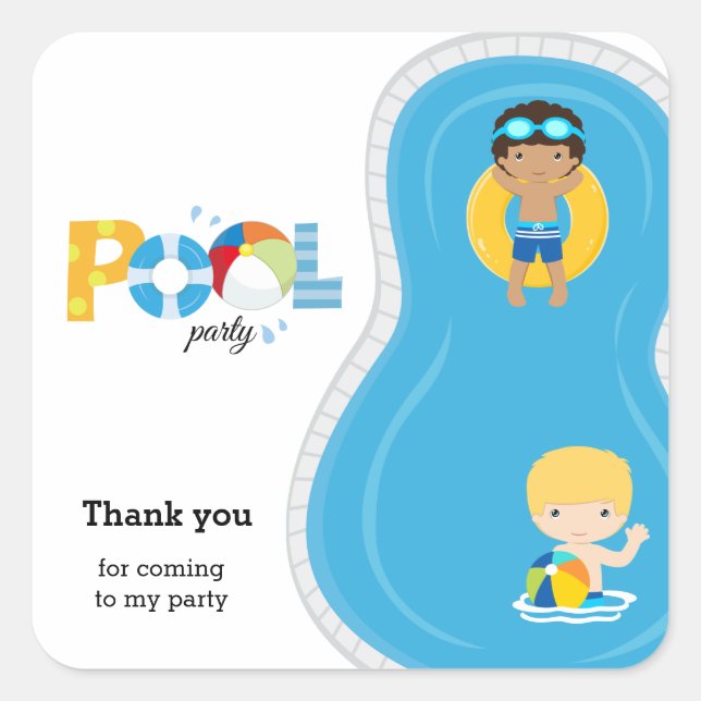 Sticker Carré Enfant de la piscine (Devant)