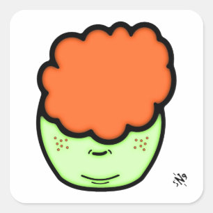 Sticker Carré Enfant gingembre roux (dessin humoristique comme c