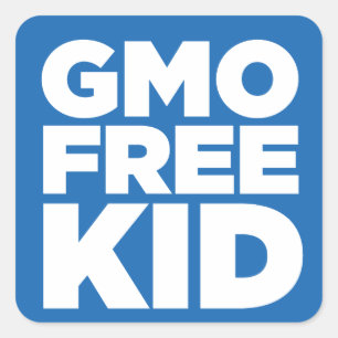 STICKER CARRÉ ENFANT LIBRE DE GMO (BLEU)