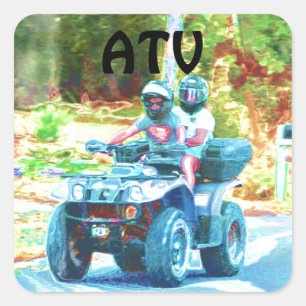 Sticker Carré Enfants à bord d'un véhicule tout terrain sur rout
