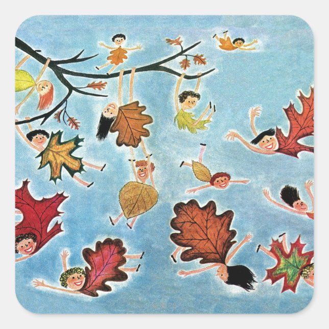 Sticker Carré Enfants à feuilles (Devant)
