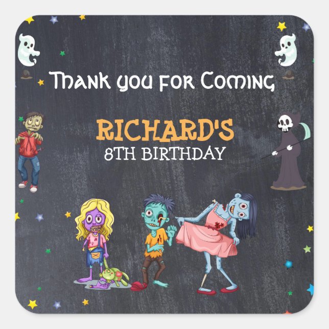 Sticker Carré Enfants Amusants Costume Halloween Anniversaire Fê (Devant)
