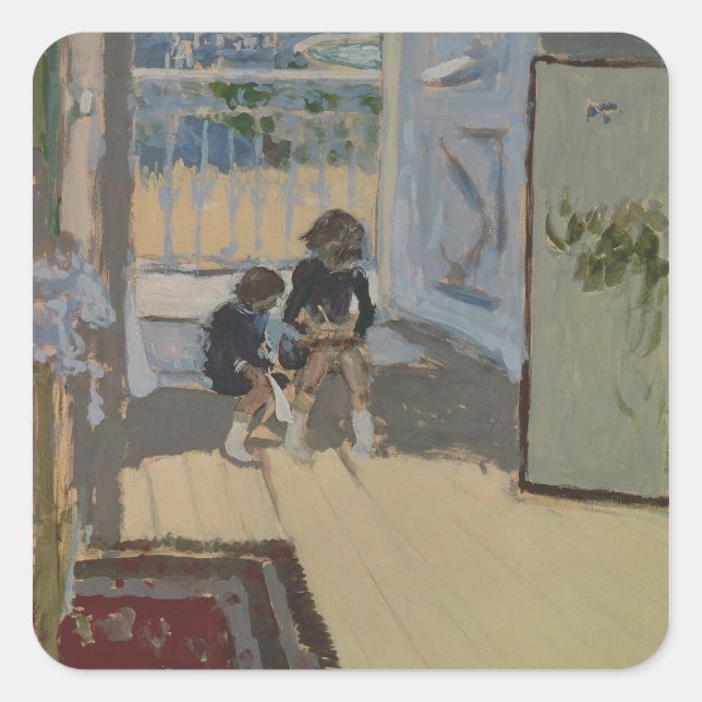 Sticker Carré Enfants dans une chambre, 1893 (Devant)