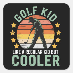 Sticker Carré Enfants de golf Cadeau drôle de jeune golfeur et a