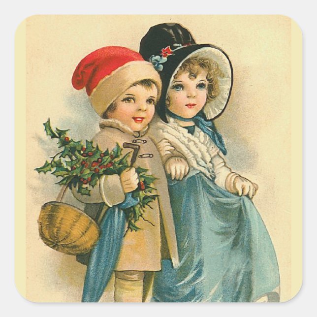 Sticker Carré "Enfants de Noël mignons" (Devant)