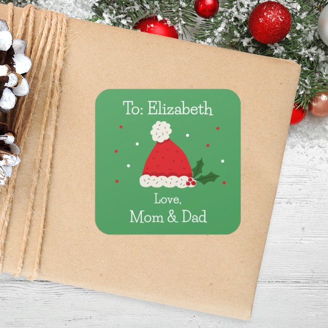 Sticker Carré Enfants mignonette Festif Santa Hat Festif Custom  (Créateur téléchargé)