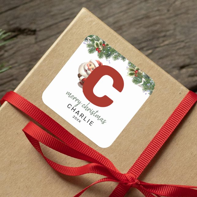 Sticker Carré Enfants Monogramme Noël (Créateur téléchargé)