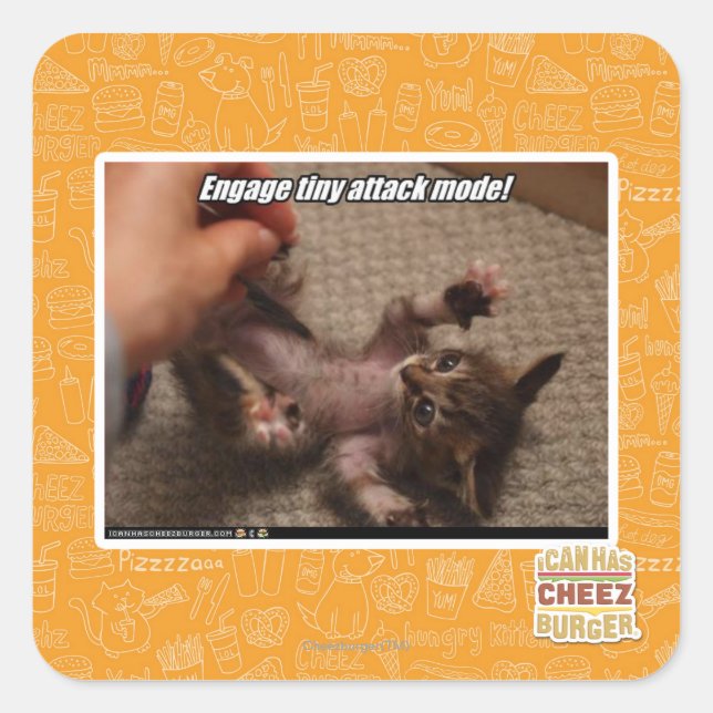 Sticker Carré Engagez le mode d'attaque minuscule ! (Devant)