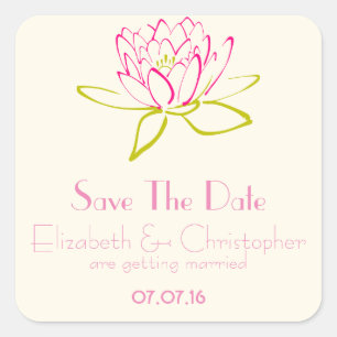 Sticker Carré Enregistrer La Date Lotus Flower / Water Lily