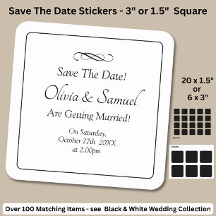 Sticker Carré Enregistrer la date - Noir & Blanc avec défilement