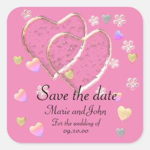 STICKER CARRÉ ENREGISTRER LA DATE, POUR LE MARIAGE