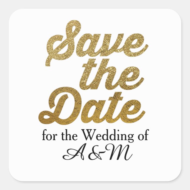 Sticker Carré Enregistrer la date pour le mariage de... (Devant)