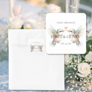 Sticker Carré Enregistrer le thème Mariage de date