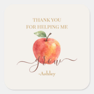 Sticker Carré Enseignant Apple Aquarelle - Cadeaux Mercis -