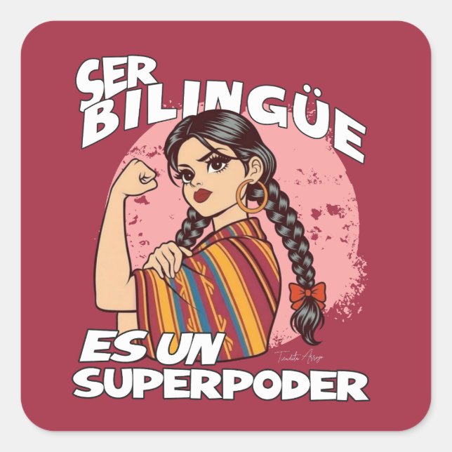 Sticker Carré Enseignant bilingue espagnol ESL Maestra Bilingüe (Devant)