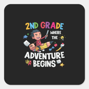 Sticker Carré Enseignant de 2e année 2e année Aventure commence