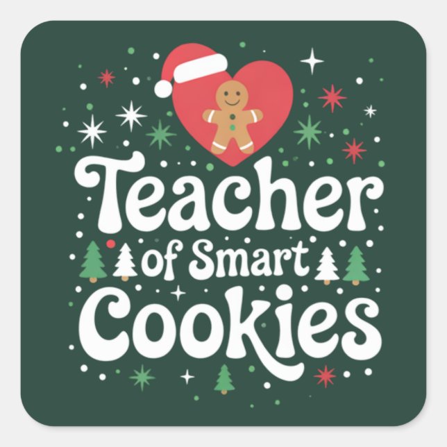 Sticker Carré Enseignant De Noël Des Cookies Intelligents (Devant)