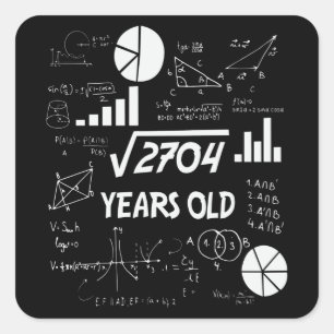 Sticker Carré Enseignant en mathématiques Anniversaires de 52 an