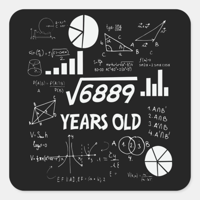 Sticker Carré Enseignant en mathématiques Anniversaires de 83 an (Devant)