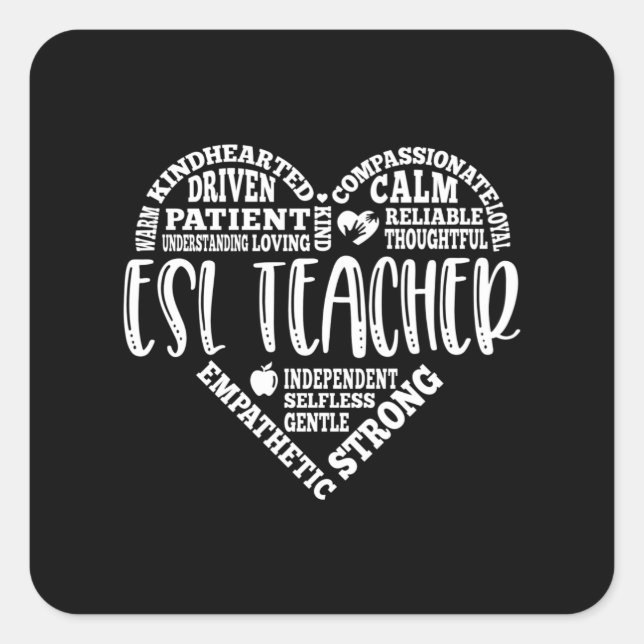 Sticker Carré Enseignant ESL, Anglais Langue seconde (Devant)