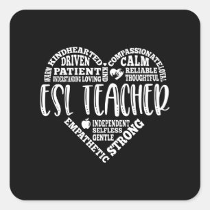 Sticker Carré Enseignant ESL, Anglais Langue seconde