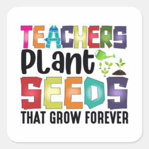 Sticker Carré Enseignants Graines Plantes Qui Croissent Pour Tou