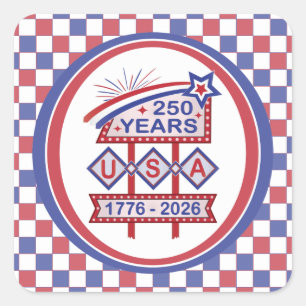 Sticker Carré Enseigne à cliquets rétro USA 250e anniversaire 17