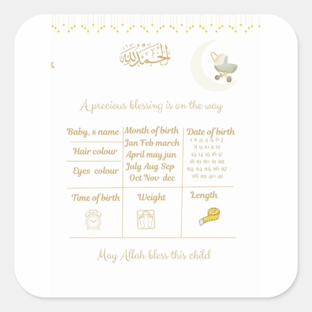 Sticker Carré Ensemble de jeu de prédiction pour Baby Shower isl (Devant)