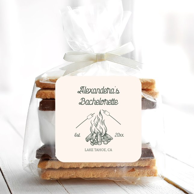 Sticker Carré Enterrement de vie de jeune fille camping  (Créateur téléchargé)